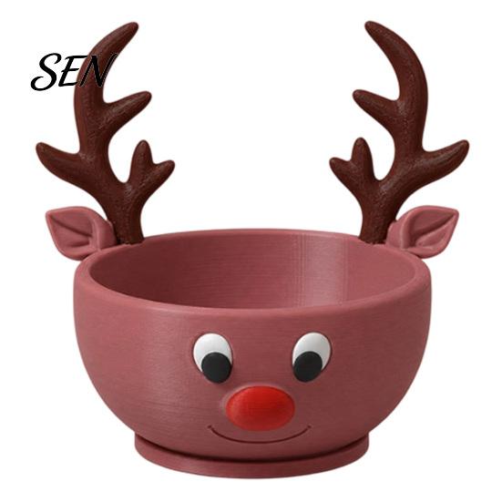 Christmas Party Supplies 3D Printed Reindeer Storage Bowl for Candy and Jewelry, Small Item Organizer Entryway Cute Animal Desk Festive Holiday