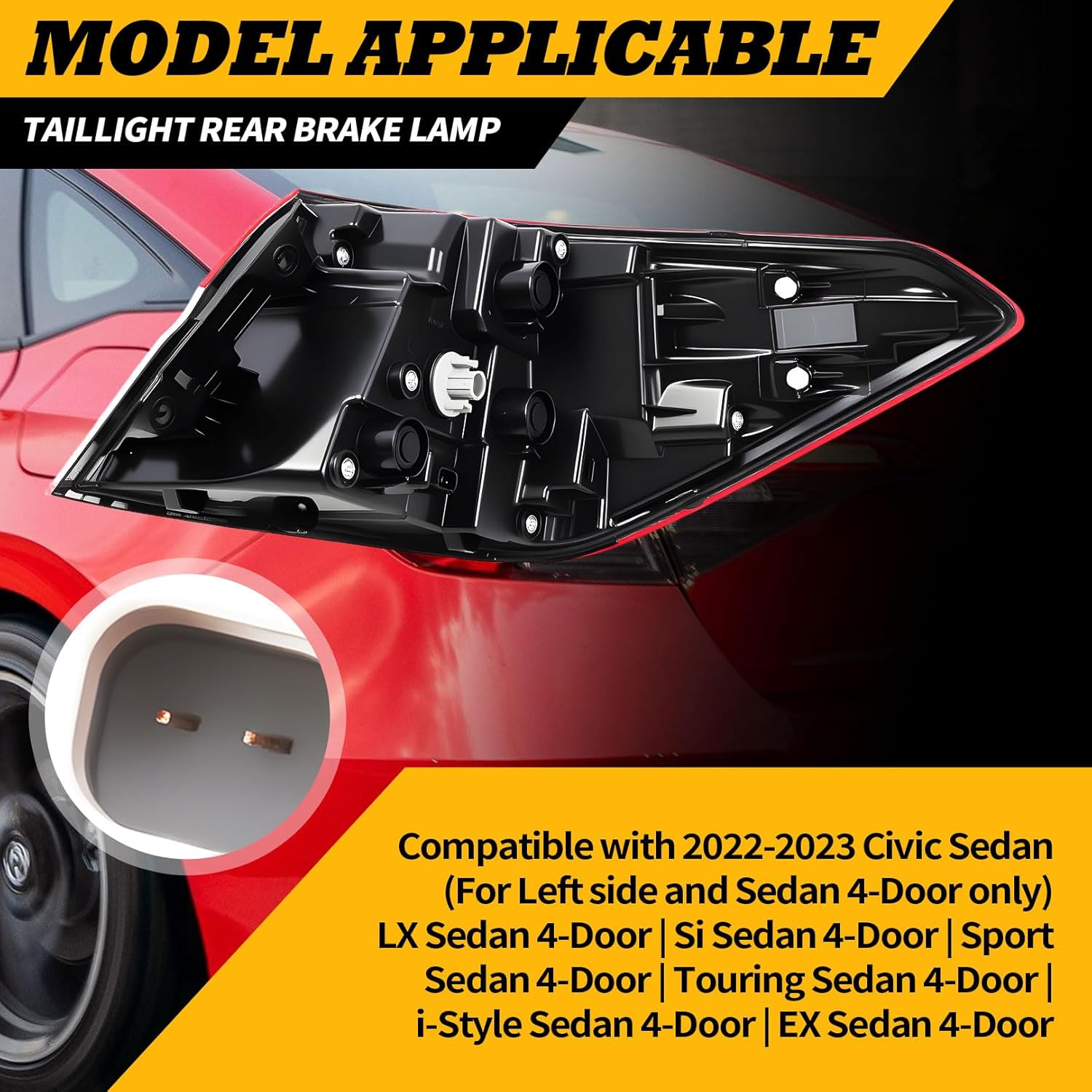 

Задний левый фонарь в сборе для Honda Civic 2025-2025 LX, EX, SI, Touring, со стороны водителя, 33550T20A01 United States