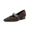 Fashion New Spring/summer Mary Jane Shoes Genuine Leather Shoes for Women Fashion Leopard Print Round Toe Shallow Women Pumps Low Heels