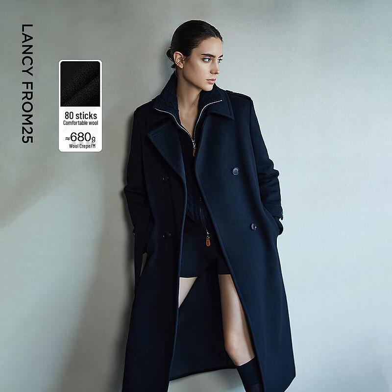 

Langzi Women s Retro Wool Blend Double-Breasted Lapel Coat 2XL