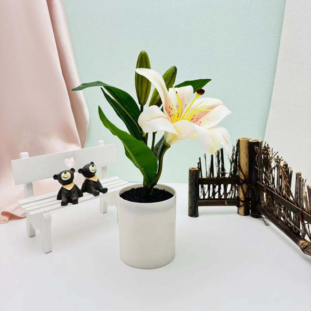 Lily Elegant Artificial Green Potted Plant For Living Room Decor Tabletop