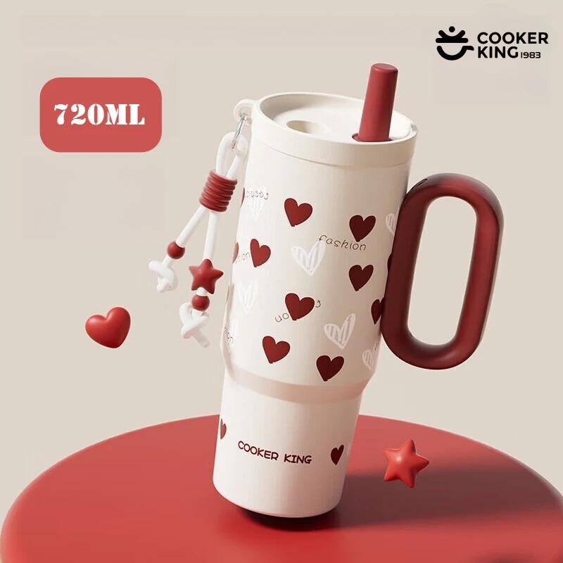 720ML 316 Stainless Steel+PP Material Large-capacity Straw Vacuum Cup and Thermos Flask Stainless Steel Water Bottle 720ml