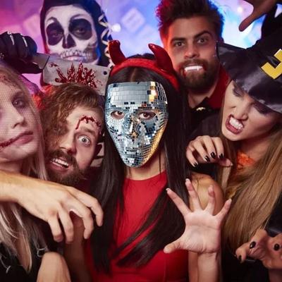Manlig Vuxen Boll Glitter Spegel Ansiktsmask Maskerad Hem DJ Dekor Fancy Nattklubbsmask Karneval