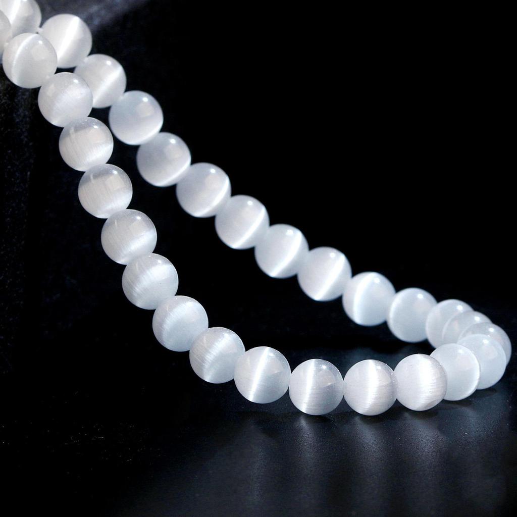 Białe kocie oko okrągłe koraliki do DIY biżuterii i akcesoriów