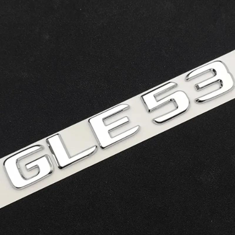 3D ABS Black Silver GLE53 Logo Letters Car Trunk Badge Fender TURBO 4MATIC Emblem Sticker For GLE53 AMG W166 W167 Accessories