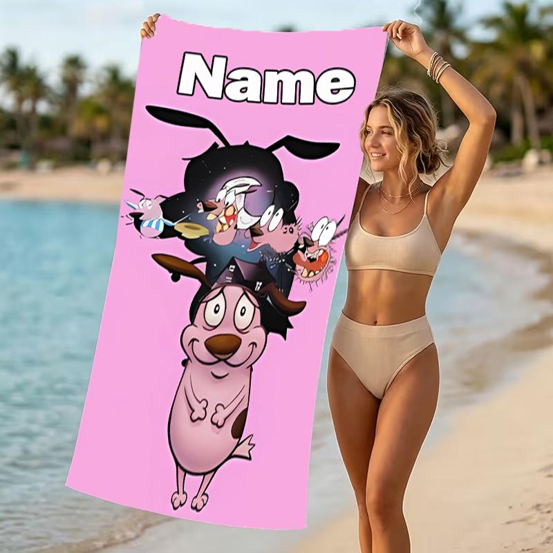 Customizable personalized beach towels Courage the Cowardly Dog themed designs.Suitable for the beach, yoga, sports;ideal as beach accessories