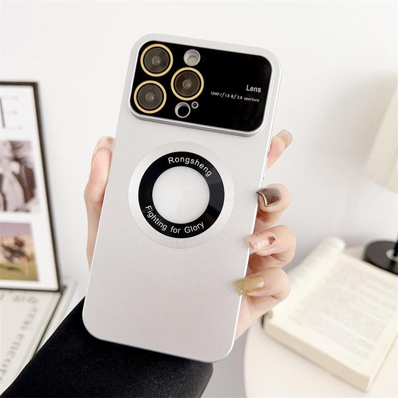 

Роскошный чехол для телефона с большим окном, окрашенный распылением, этикетка для защиты от утечки пленки с магнитной присоской, подходит для iPhone 14 13 12 11 Pro Max, защитный чехол от падения iPhone 11 серебряный