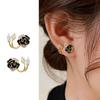 Einzigartige Vintage Temperament Elegante Schwarze Kamelie Kleine Blume Stil Ohrringe