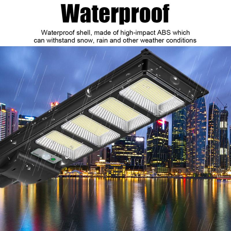 Solární LED světlo Venkovní osvětlení 400W 800W 1200W 1500W Solární pouliční lampa Radarový senzor Dálkové ovládání Vodotěsná zahradní nástěnná lampa