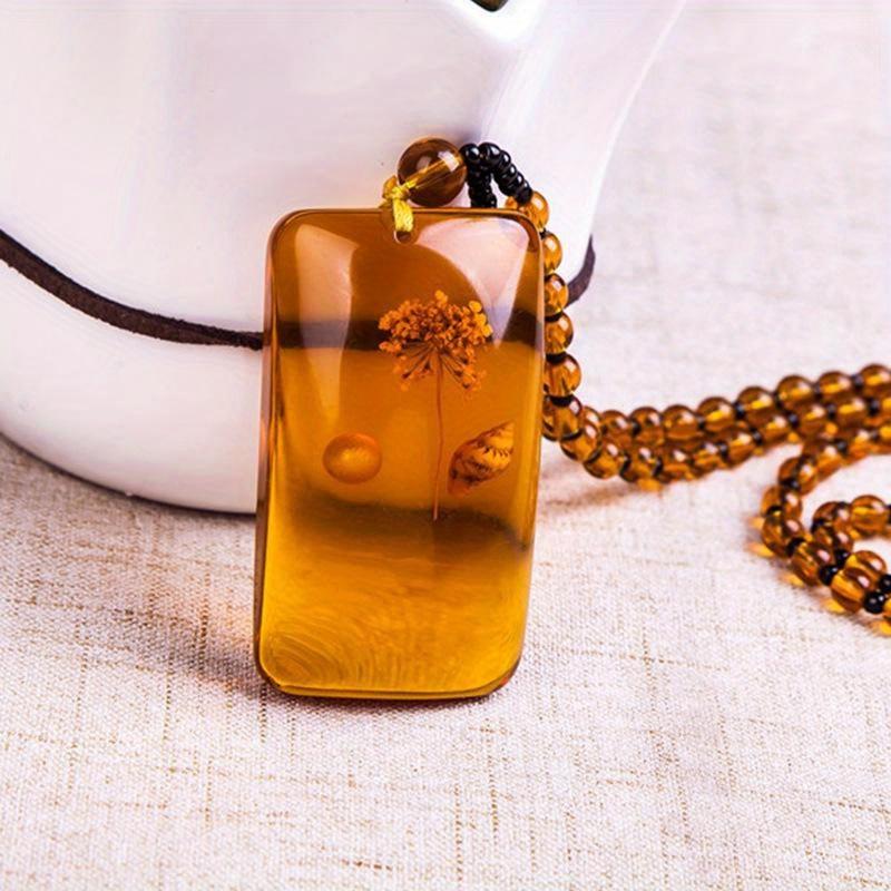 Amber Floation Brine Beeswax Beads Necklace Honey Wax Brazilian Amber Necklace Endant Handicraft National Style Pendant Ornaments