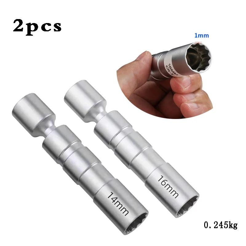 För BMW Mercedes Benz Tändstiftshylsnyckel Hylsa Magnetisk 12-punkts Vinkel Tunnväggig Tändstift Bil Demonteringsverktyg 14mm 16mm