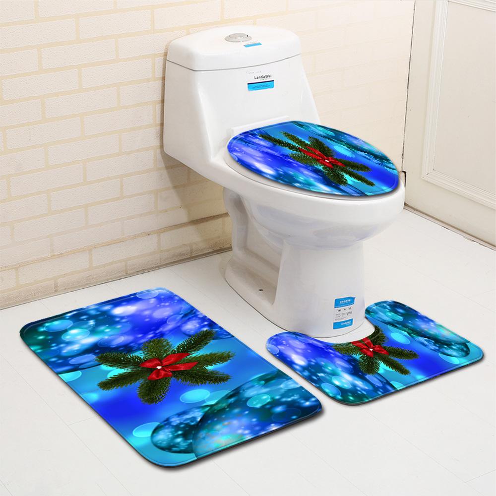 Christmas Bathroom Floor Mat Toilet Three-Piece Set