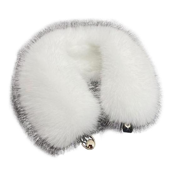 Fake Scarf Puffy Collar Trim Fur Neck Scarf Adjustable Button Fastening Faux Removable Plush Winter Warmer
