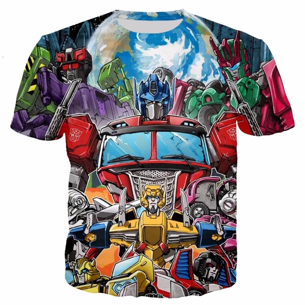 Kids Summer Transformation Robot 3d Print Boys T-shirts Kids Autobots Tees Children Summer Short Tops