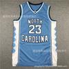 Camiseta de Baloncesto Universitaria Vintage Michael Jordan UNC 23 Azul Blanco Negro Bordada Retro Ropa para Fans