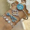 5 Stück/Set Vintage Böhmische Türkis Eingelegte Armbänder Frauen Ethnischer Stil Blume Feder Manschettenarmband Armreifen Boho Schmuck