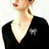 Elegant Bowknot Water Drop Brooches Buckle Pin for Girl Bridal Shiny CZ Crystal Bow Knot Ribbon Jewelry for Wedding Party