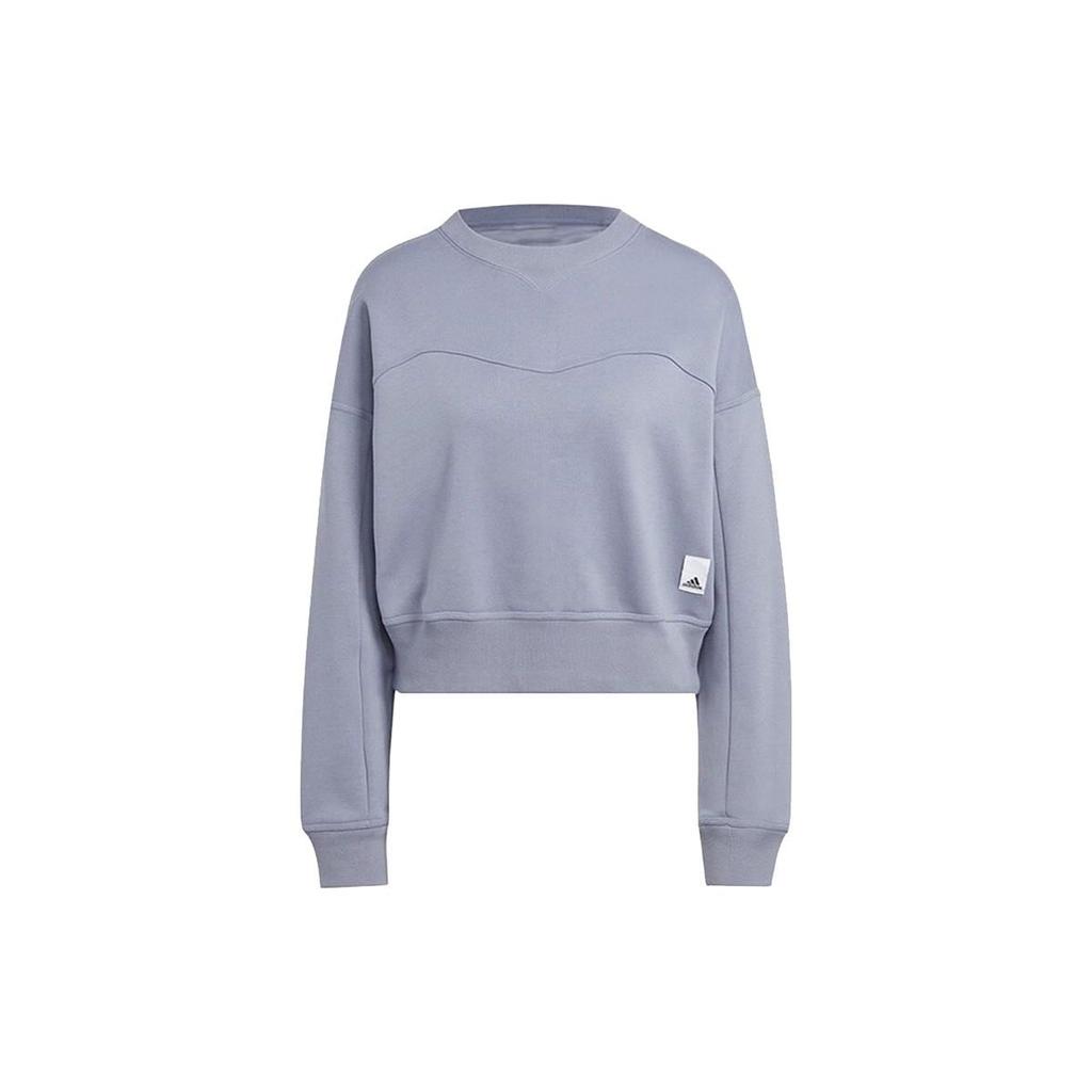 Adidas Aplikované logo Pulovr s kulatým výstřihem Mikina s dlouhým rukávem Dámská mikina Světle fialová HZ4376