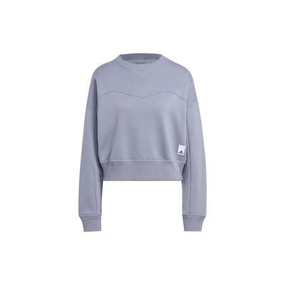 Logo-Applikation Rundhals-Pullover Langarm-Sweatshirt Damen-Sweatshirt Helllila HZ4376