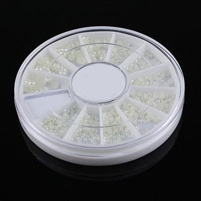 Ruota per nail art in 3 dimensioni, perle finte bianche, decorazioni per unghie, strumento per manicure con decalcomanie fai da te
