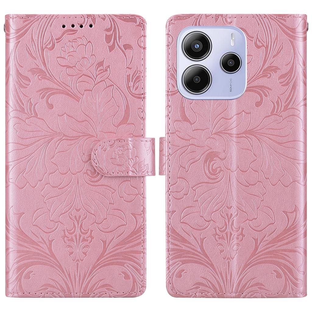 For Xiaomi Redmi Note 14 5G Leather Case Imprinted Floral Pattern Wallet Stand Flip Phone Cover