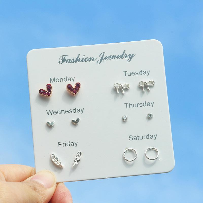 Creative Korean Color-Retaining Steel Needle Earrings Set: One-Week Style