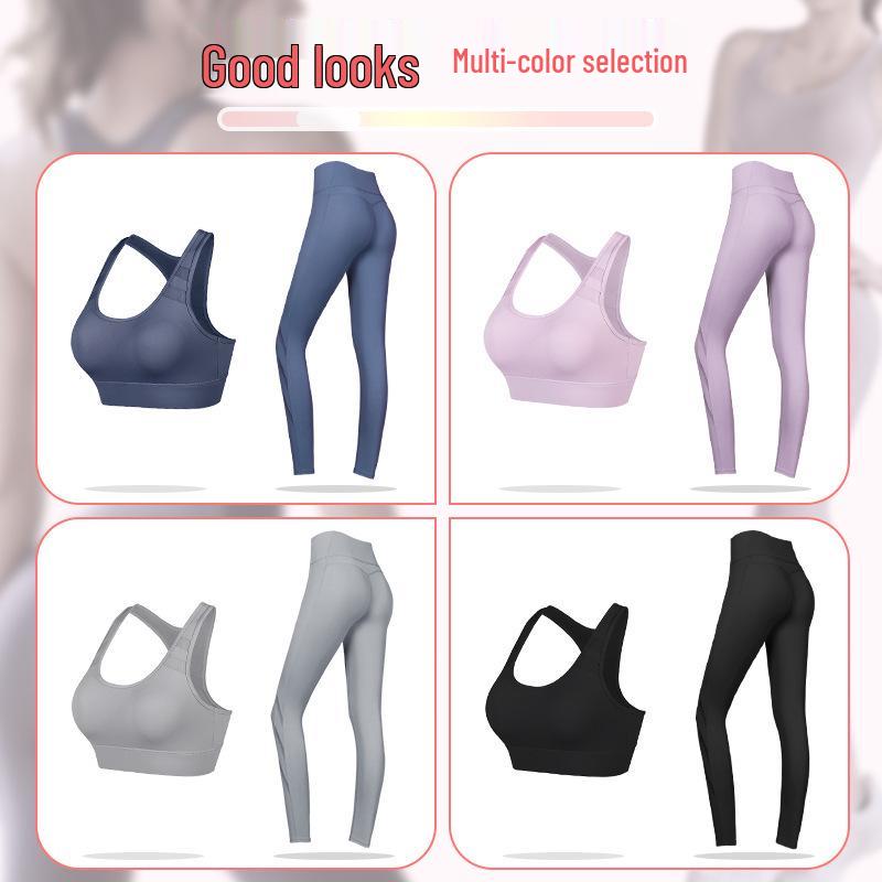 Women's Two-Piece Autumn Yoga Set: Padded Beautiful Back Sports Bra & High-Waisted Butt-Lifting Leggings