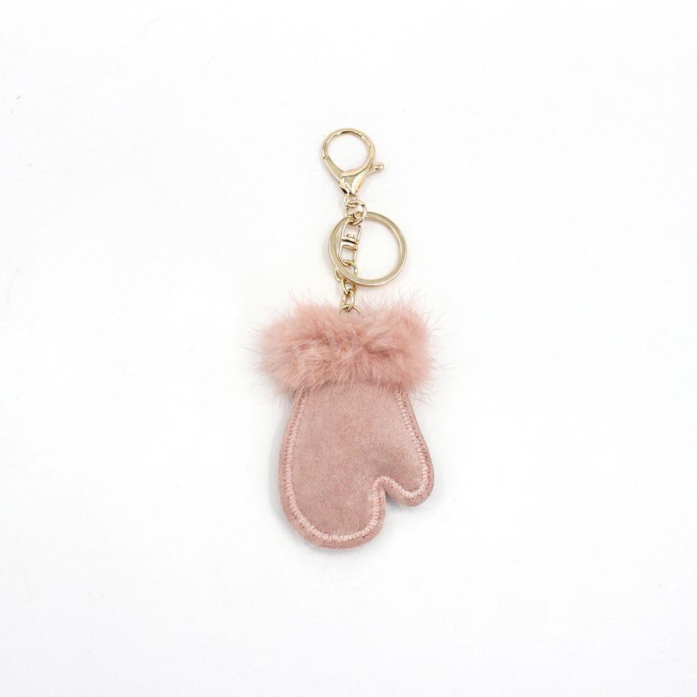 

Fluffy Pu Leather Pendant Mink Fur Winter Plush Keyring Exquisite Bag Pendant Winter розовый