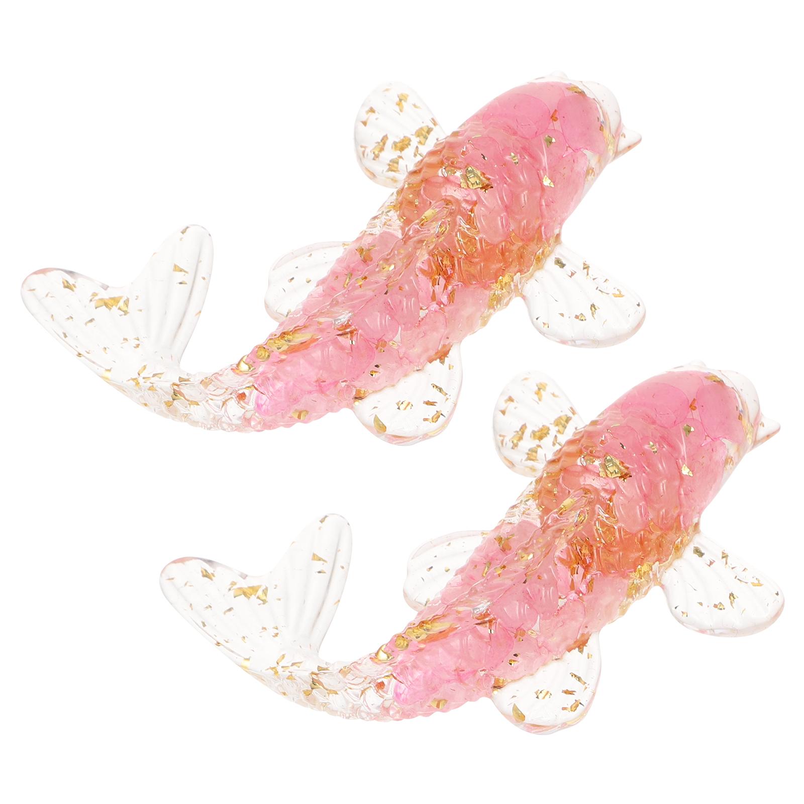 

2Pcs Crystal Fish Figure Unique Shape Appearance Romantic Wedding Party Home Office Decoration Table Fish Statue рожевий