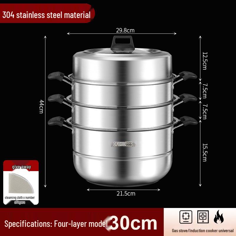 

Тришарова пароварка з нержавіючої сталі: Багатофункціональний, великої місткості для індукційних та газових плит