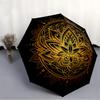 1pc Lotus Mandala Automatic Folding Umbrella - Design, Durable Iron Frame for Travel, Outdoor, Beach Fashion Accessory a0920047