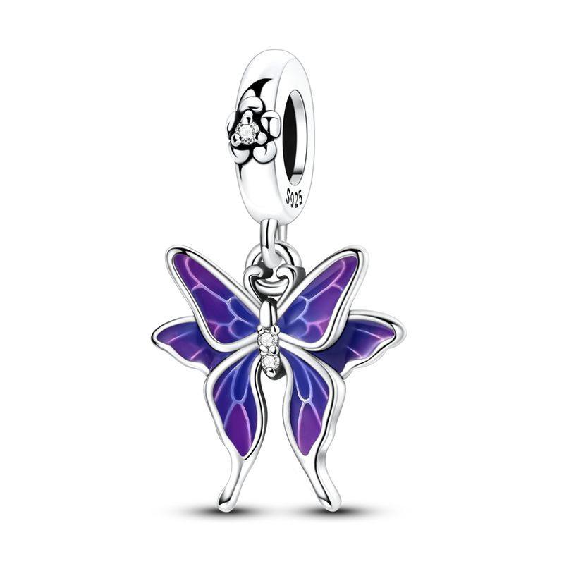 Dragonfly Charm 925 Silver Original Bee Safety Chain Sparkle Zircon Clip Charms Fit Bracelet DIY Jewelry For Women Wedding Gift