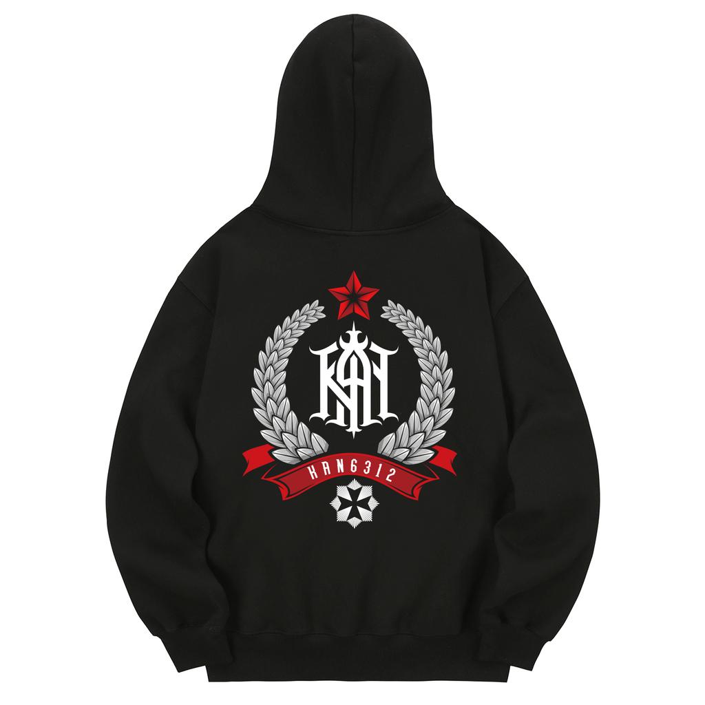 Khb0005 Laurel Wreath Fleece Hoodie - Black
