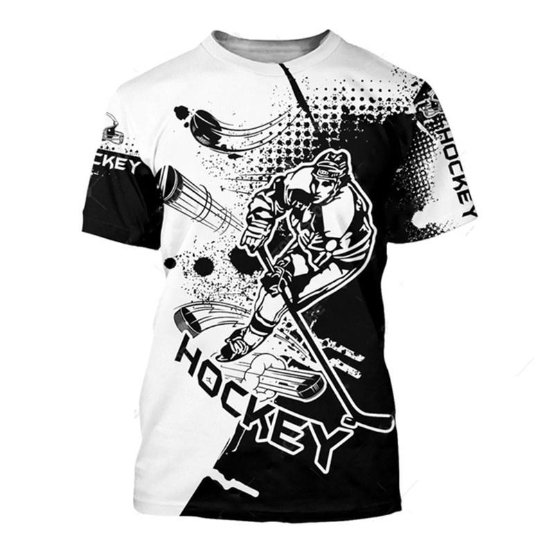 Camiseta Deportiva de Hockey con Estampado 3D Nueva de Verano Camisetas Gráficas para Hombres Amantes del Hockey y el Fitness Mangas Cortas Moda Camisetas
