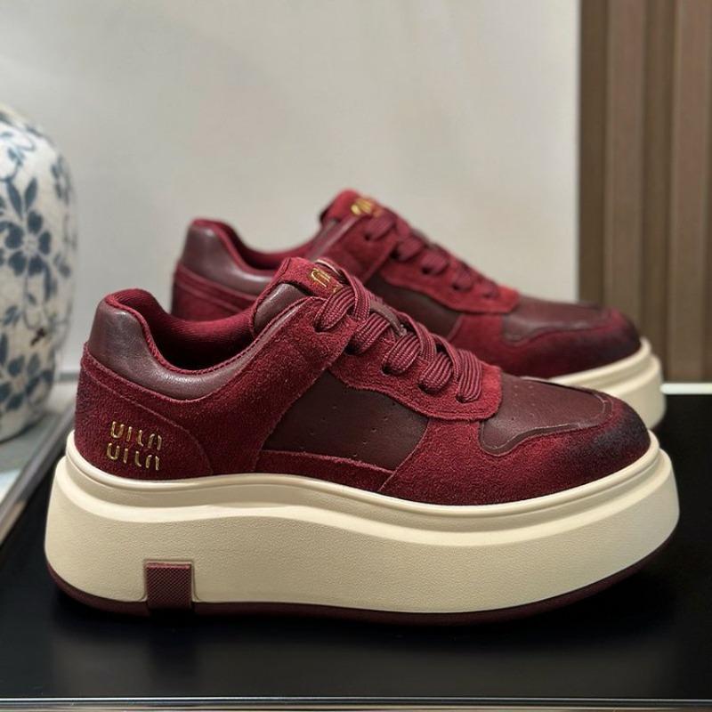 Light luxury retro leather high-top shoes women's shoes autumn and winter new velvet platform casual sports velvet board shoes