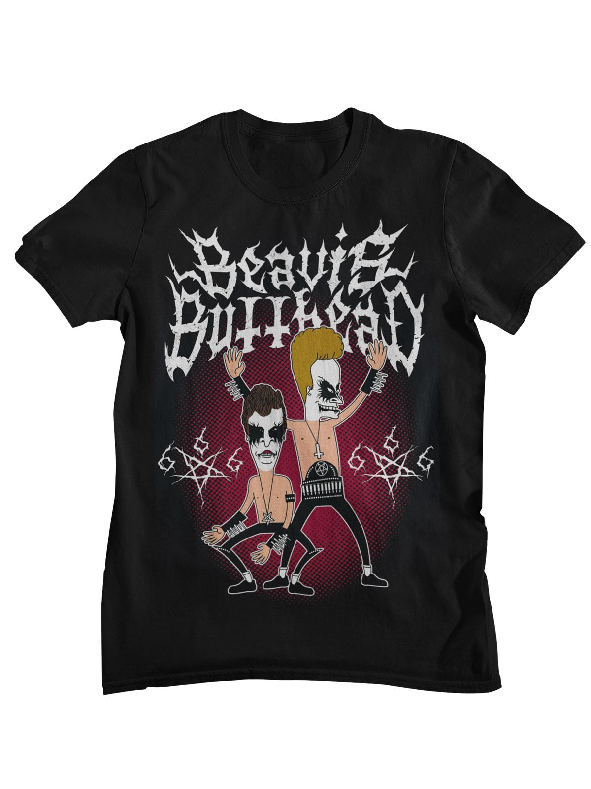 

Beavis and ButtHead Black Metal Style Cartoon Graphic TShirt Unisex Women Casual Cotton Streetwear Tops 3XL