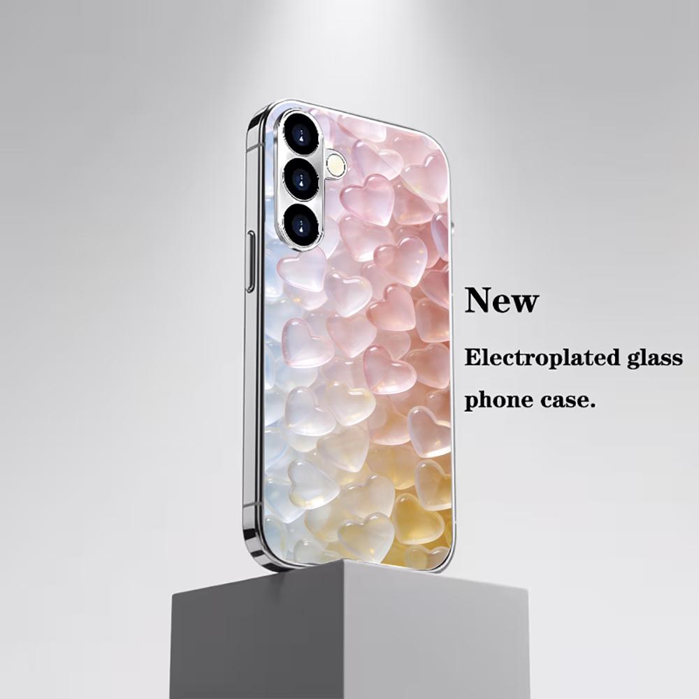 Gradient Macaron heart-shaped glass phone case suitable for Samsung Galaxy S26 S25 S24 S22 S21 S20 FE/Ultra/Plus anti drop
