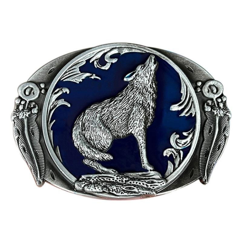Wolf Gürtelschnalle Lederhandwerk Metall Ersatzschnalle Geschenk für Vater Lederhandwerk Streetwear Geschenk Ersatz