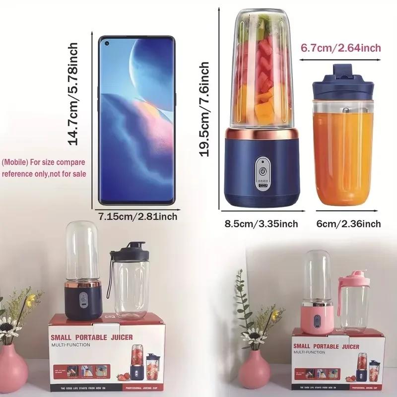 6 Blades Portable Juicer Cup Juicer Fruit Juice Cup Automatic Small Electric Juicer Smoothie Blender Ice CrushCup Food Processor