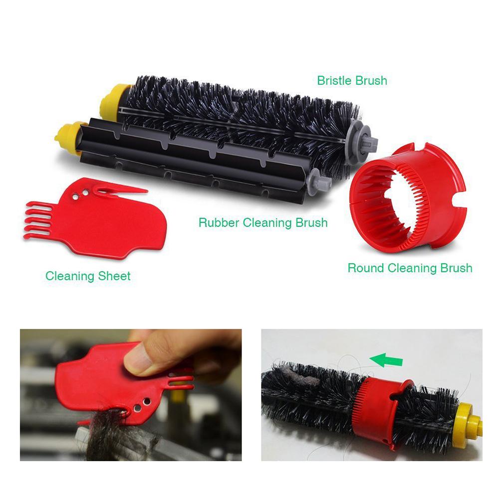 4 Side-Edge Brush+2 Pairs Main Brush+4 Filter for iRobot Roomba 600 Series (With 3 Cleaning Tools)