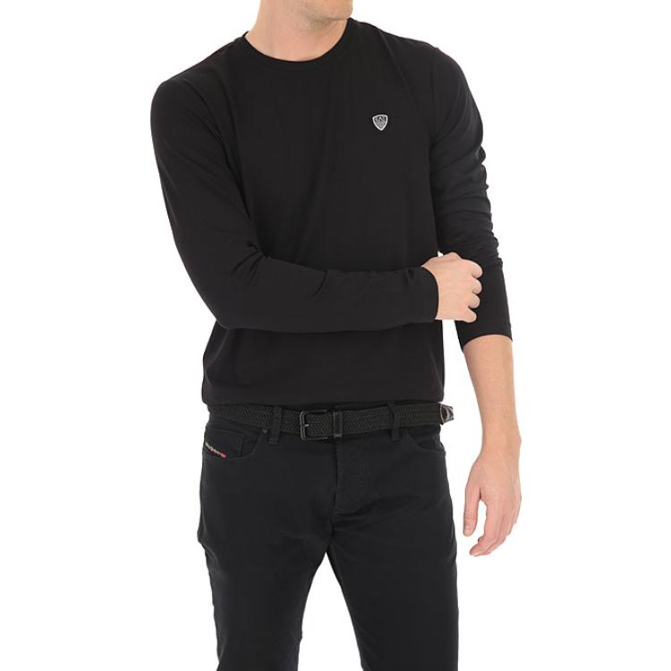 Emporio Armani Round Neck Long Sleeve Pullover T-Shirt Men Tops Black 8NPTL9-PJ03Z-1200