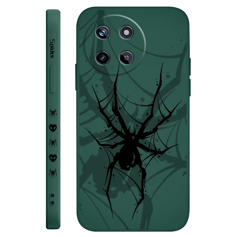 

Cool Spider Phone Case For OPPO Realme 14 13 12 11 10 9 9i 8 8i 7 Pro Plus C35 C21Y C25Y C25 4G 5G Liquid Silicone Cover Realme 14 ProPlus 5G темно-зелений колір