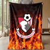 Bournemouth Football Print Flannel Blanket, Soft Warm Lightweight Throw Blanket for Sofa Bed Camping