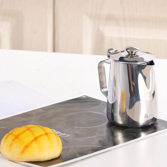 Coffee Frothing Pitcher with Lid Multi-functional Stainless Steel Latte Art Milk Frother Cup Barista Tool