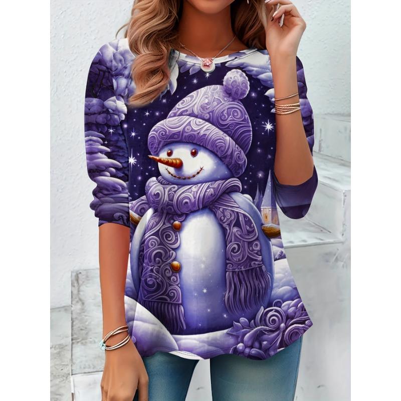 

3D Printed Christmas Cute Cat Crew-Neck Long Sleeve T-Shirts Fashion Womens Clothing Casual Y2K Clothes Harajuku Female Clothing XL