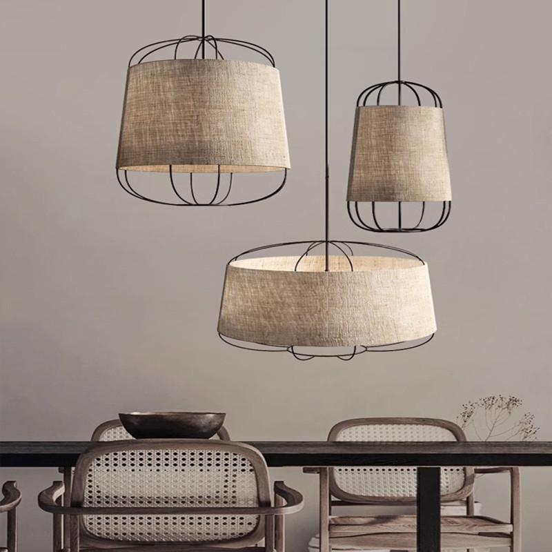 Zen Chinese Style Tea Room Chandelier: Elegant Fabric Lamp for Bedroom, Restaurant, or Bar