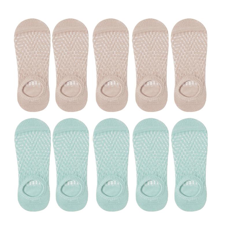 

10 пар женских сетчатых носков в клетку, ультратонкие дышащие нескользящие низкие носки EUR36-39