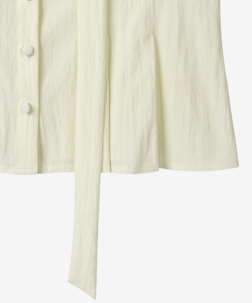 BASIKA V-Neck Pleated Tie Blouse (Butter)