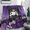 1PC Kuromi Print Flannel Blanket, High quality All Seasons, Home Decor, Warmth and Comfort, Perfect for Christmas Gifts