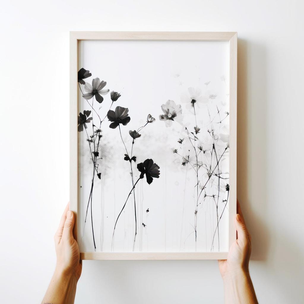 Plakat schwarze Blumen